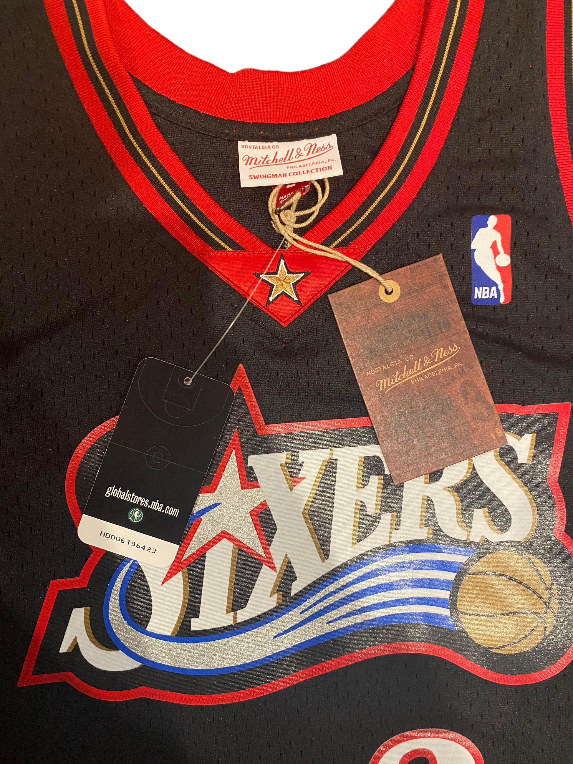Allen Iverson Philadelphia 76ers 1997-98 Mitchell and Ness Black Jersey -  Super AAA